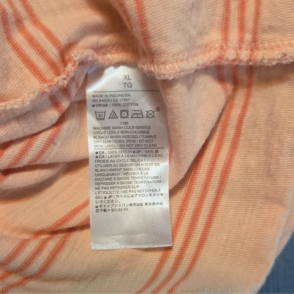Banana Republic Vintage Men’s Pink Orange Striped Crew Neck T-Shirt XL
